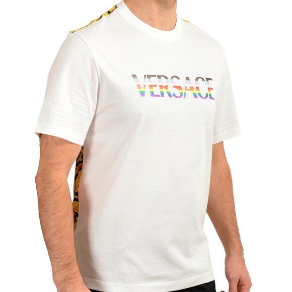 Versace Men's Barocco Pride Print Multi-Color Short Sleeve T-Shirt US 3XL IT 58 - Picture 2 of 6